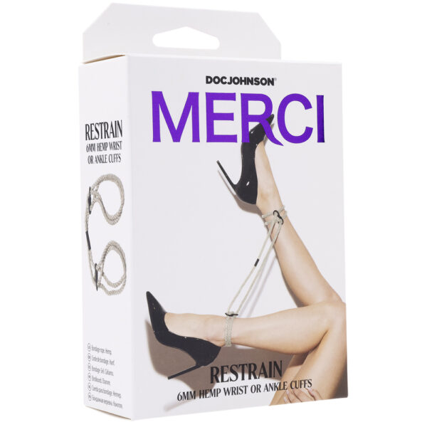 782421089443 Merci Restrain 6mm Hemp Wrist Or Ankle Cuffs Natural