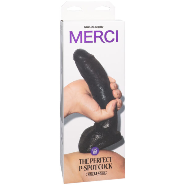 782421089887 Merci The Perfect P-Spot Cock 9.5" With Removable Vac-U-Lock Suction Cup Ultraskyn Black