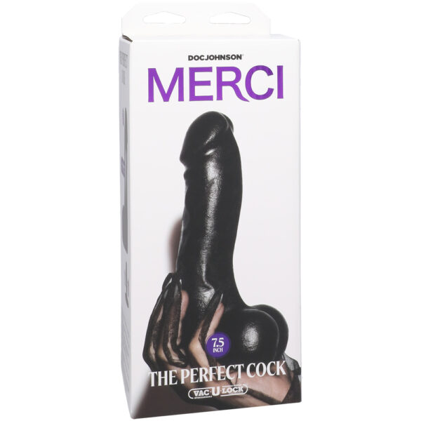 782421089894 Merci The Perfect Cock 7.5" With Removable Vac-U-Lock Suction Cup Ultraskyn Black