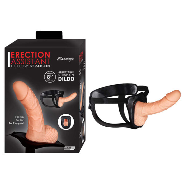 782631305418 Erection Assistant Hollow Strap On 8'' White