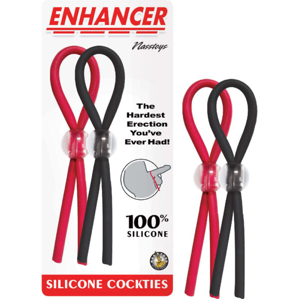 782631305807 Enhancer Silicone Cockties Red & Black