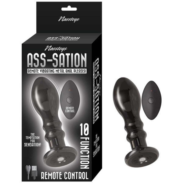 782631311525 Ass-Sation Remote Vibrating Metal Anal Pleaser Black