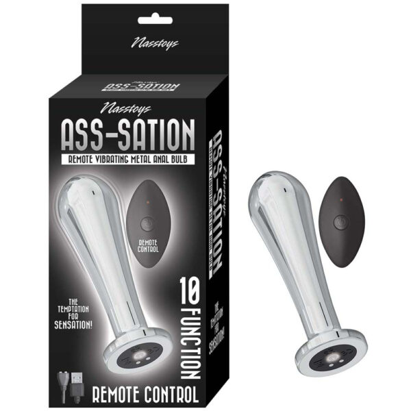 782631311716 Ass-Sation Remote Vibrating Metal Anal Bulb Silver