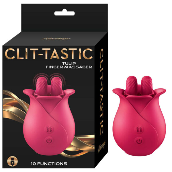 782631316216 Clit-Tastic Tulip Finger Massager Red