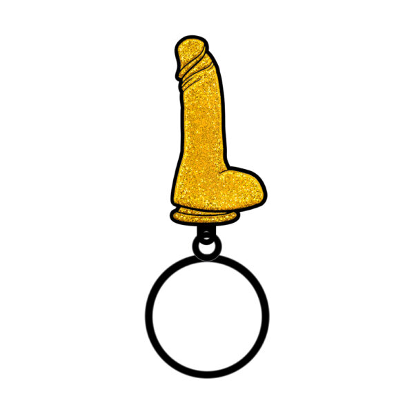 785571086829 3 Gold Glitter Dildo Keychain