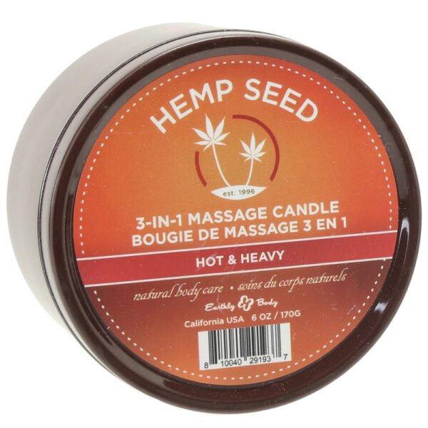 810040291937 Hemp Seed 3 N 1 Hot & Heavy Massage Candle 6.8 oz.