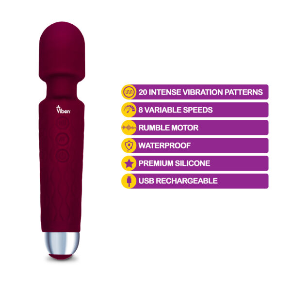 810080750036 2 Viben Tempest Wand Massager Ruby