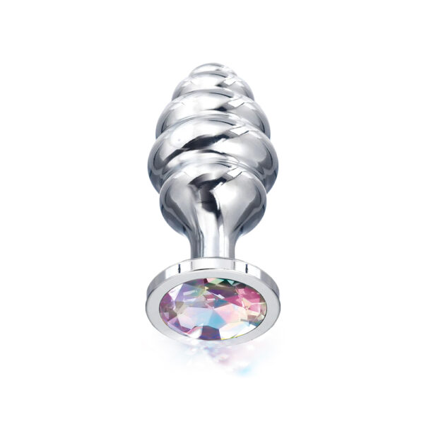 810126930033 2 Nixie Ribbed Stainless Steel Butt Plug Honey Dipper Medium