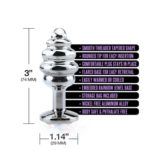 810126930040 3 Nixie Ribbed Metal Butt Plug Honey Dipper Small