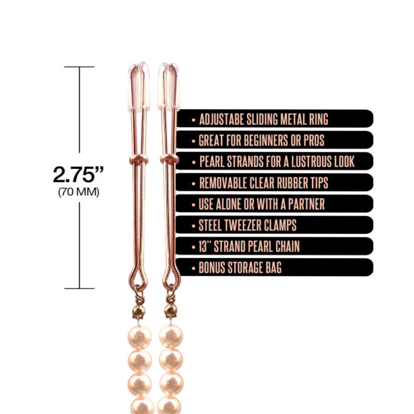 810126930057 3 Nixie Adjustable Tweezer Clips With Pearls Rose Gold