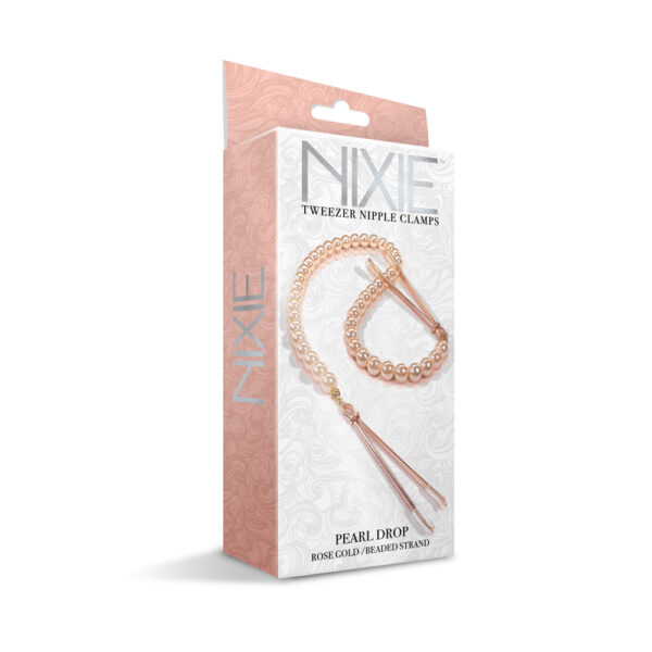 810126930057 Nixie Adjustable Tweezer Clips With Pearls Rose Gold