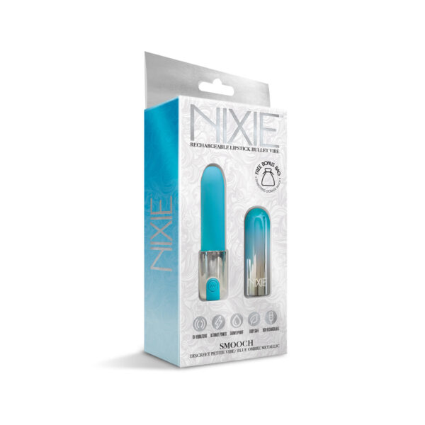 810126930118 Nixie Smooch Rechargeable Lipstick Bullet Vibrator Blue Ombre