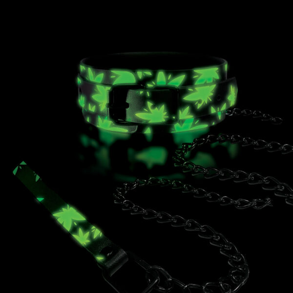 810126930187 2 Stoner Vibes Chronic Collection Glow In The Dark Collar & Leash