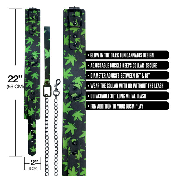 810126930187 3 Stoner Vibes Chronic Collection Glow In The Dark Collar & Leash