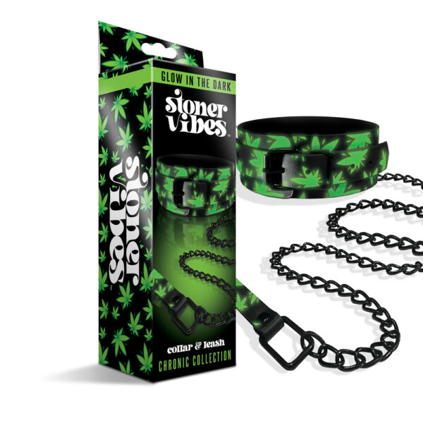 810126930187 Stoner Vibes Chronic Collection Glow In The Dark Collar & Leash