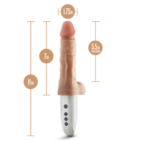 810138370292 3 Dr. Skin Silicone Dr. Hammer 7" Thrusting Dildo With Handle Beige