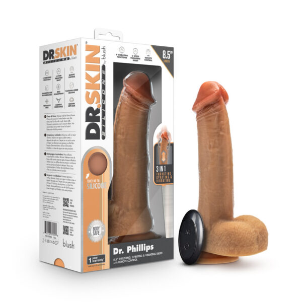 810138370308 Dr. Skin Silicone Dr. Phillips 8.5" Thrusting Dildo Tan