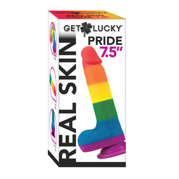 812024033014 Get Lucky Real Skin 7.5" Pride Dildo Rainbow