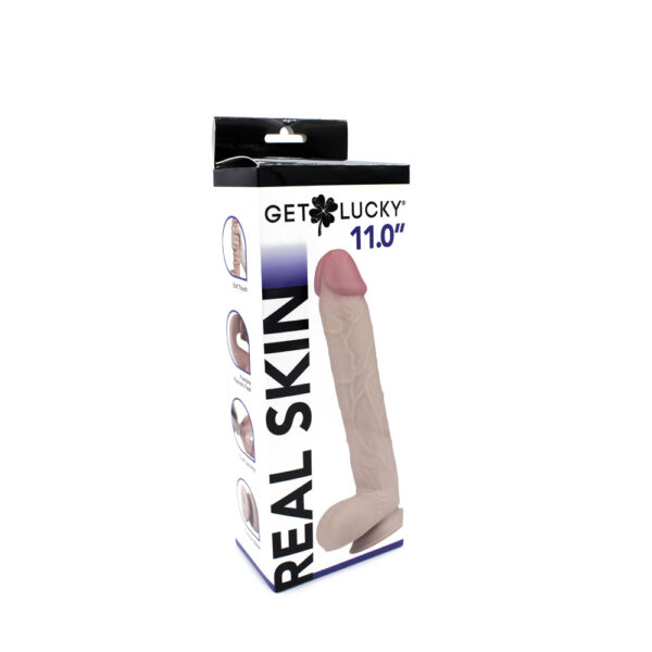 812024033205 Get Lucky Real Skin 11" Dual Layer Dildo Light