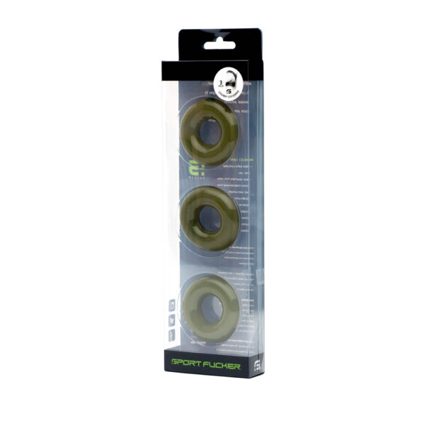 814137021629 Sport Fucker Rubber Cockring 3 Pack Green