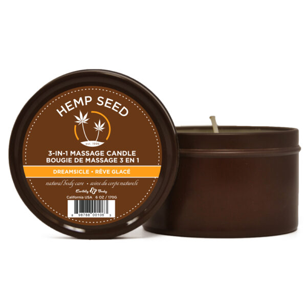 814487020433 Hemp Seed 3-In-1 Massage Candle Dreamsicle 6 oz.