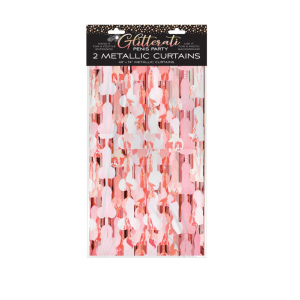 817717010839 Glitterati Penis Foil Curtain Set Of 2