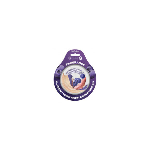 818631020973 Endurance Flavored Condoms Blueberry 3Pk