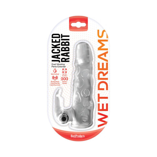 818631033072 Wet Dreams Jacked Rabbit Extension Sleeve With Power Bullet Rabbit And Head Barrel Vibe