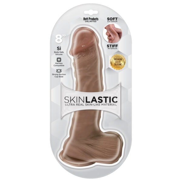 818631033690 Skinsations Skinlastic Sliding Skin Dildo 8" With Suction Base