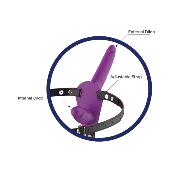 818631034765 2 Stardust Double Dickin Dual Function Strap On With Harness Silicone Purple