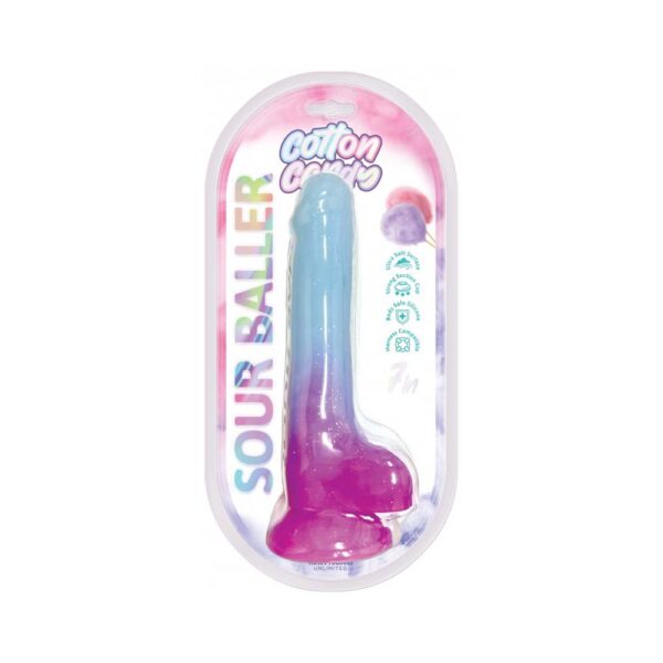 818631035151 Cotton Candy Sour Baller 7" Silicone Dildo Aqua/Purple