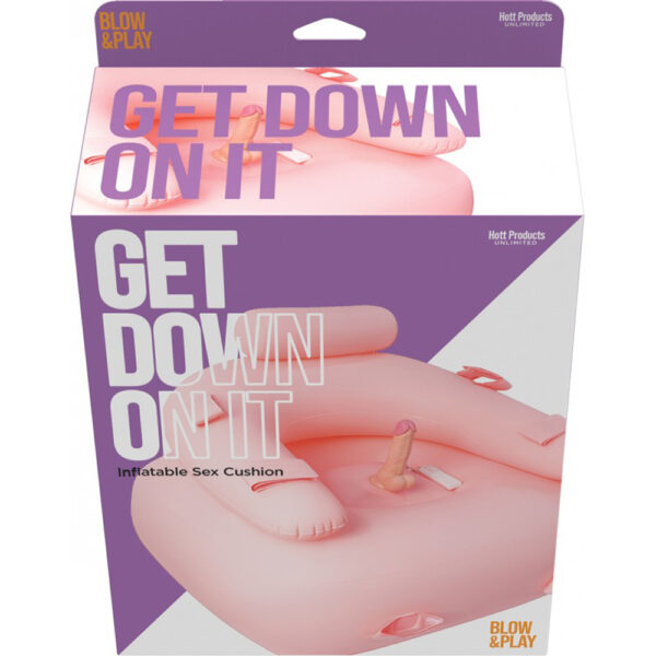 818631035878 Get Down On It Inflatable Cusion With Wire Controller Dildo + Wrist/Leg Straps