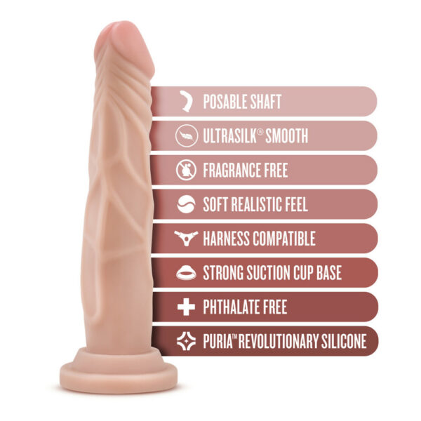 819835023821 3 Dr. Skin Silicone Dr. Carter 7" Dong With Suction Cup Vanilla