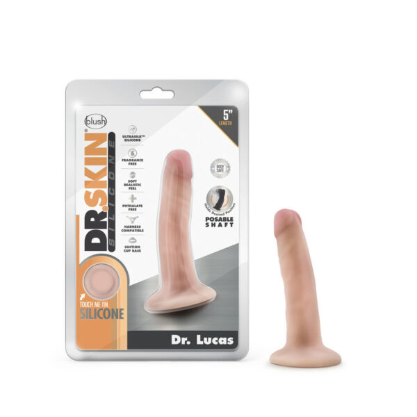 819835023845 Dr. Skin Silicone Dr. Lucas 5" Dong With Suction Cup Vanilla