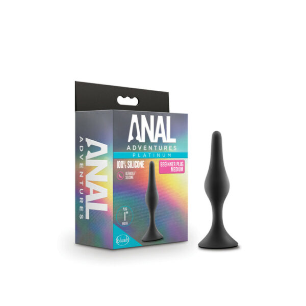 819835023876 Anal Adventures Platinum Silicone Beginner Plug Medium Black