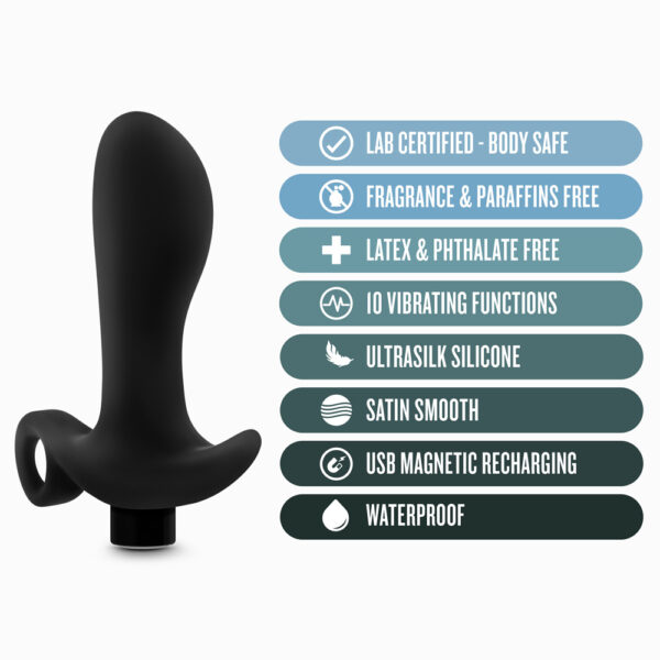 819835025047 3 Anal Adventures Platinum Silicone Vibrating Prostate Massager 01 Black