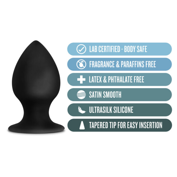 819835025160 3 Anal Adventures Platinum Silicone Anal Stout Plug Medium Black