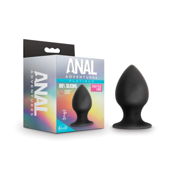 819835025177 Anal Adventures Platinum Silicone Anal Stout Plug Large Black