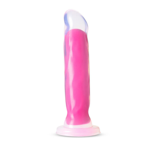 819835025221 2 Neo Elite Glow In The Dark Marquee 8" Silicone Dual Density Dildo Neon Pink