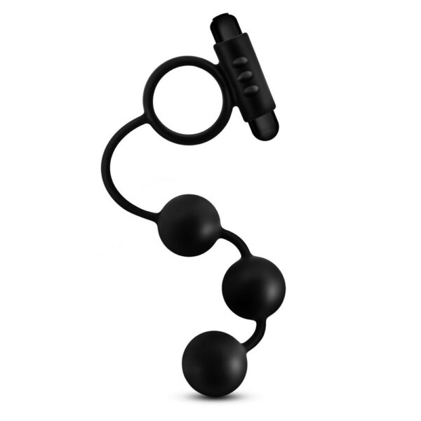 819835026518 2 Anal Adventures Platinum Silicone Anal Beads With Vibrating C-Ring Black