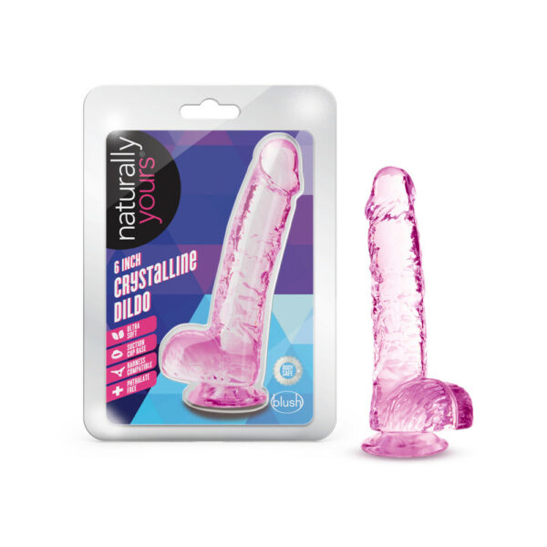 819835026891 Naturally Yours 6" Crystalline Dildo Rose