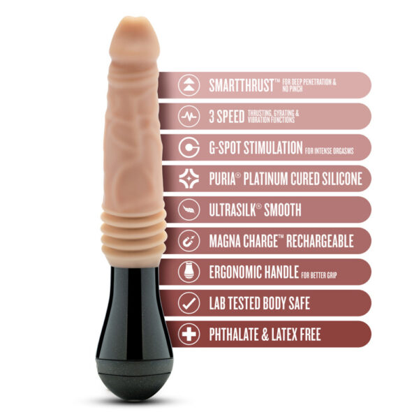 819835026921 2 Dr. Skin Silicone Dr. Knight Thrusting Gyrating Vibrating Dildo Beige