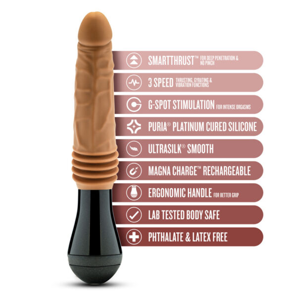 819835027027 2 Dr. Skin Silicone Dr. Arthur Thrusting Gyrating Vibrating Dildo Tan