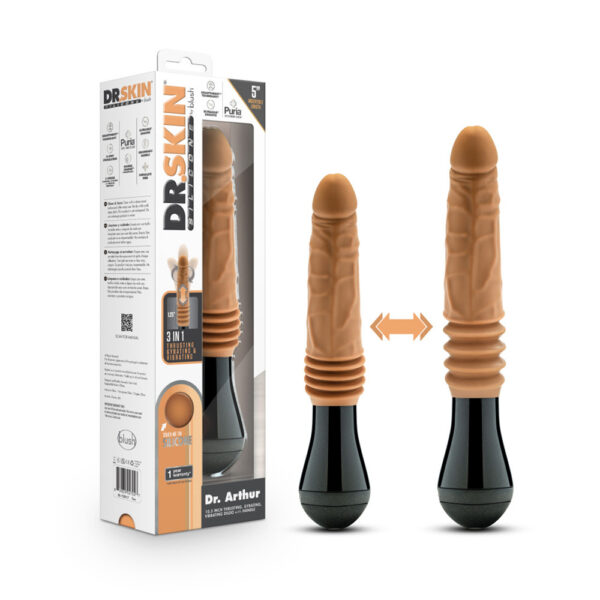 819835027027 Dr. Skin Silicone Dr. Arthur Thrusting Gyrating Vibrating Dildo Tan