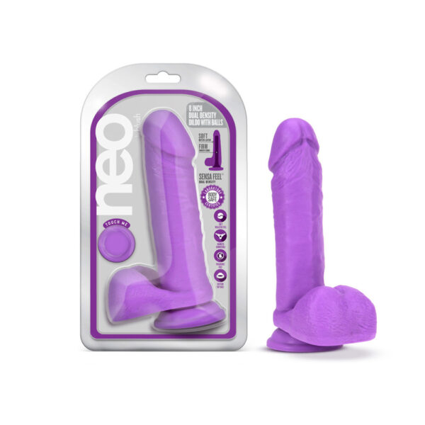 819835027041 Neo 8" Dual Density Dildo Neon Purple