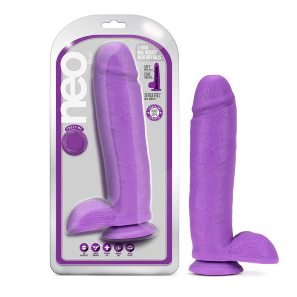 819835027089 Neo 10" Dual Density Dildo Neon Purple