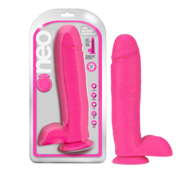 819835027096 Neo 11" Dual Density Dildo Neon Pink