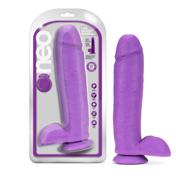 819835027102 Neo 11" Dual Density Dildo Neon Purple