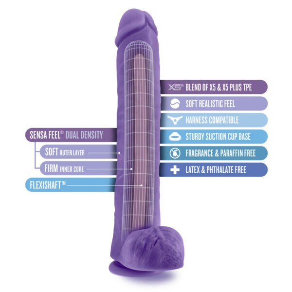 819835027461 2 Au Naturel Bold Daddy 14" Dildo Purple