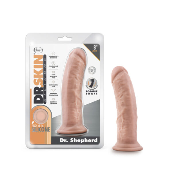 819835027980 Dr. Skin Silicone Dr. Shepherd 8" Dildo With Suction Cup Vanilla